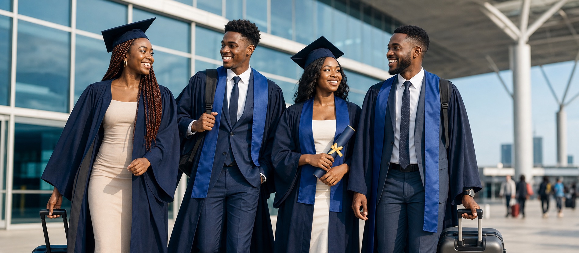 African international graduates preparing for their next journey